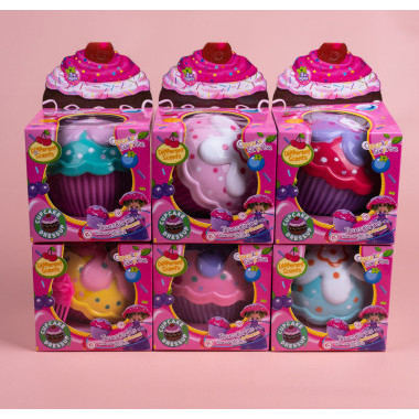 Кукла пирожное Капкейк фрукты 13 см 12 шт в упаковке (6 видов)