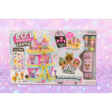 Набор &quot;Дворец куклы сюрприз&quot; с героями + 2 капсулы и шар свет+звук 85 сюрпризов в кор. 84х12х50см