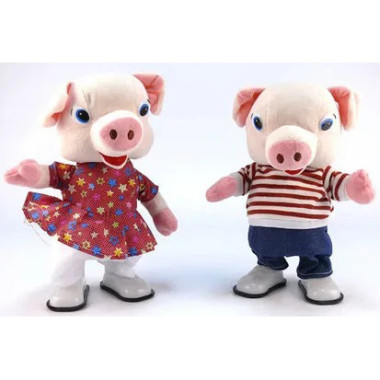 Свинка музыкальная 18 мелодий из Мультиков (русская озвучка) 2 вида, поет и Ходит, размер 33см.