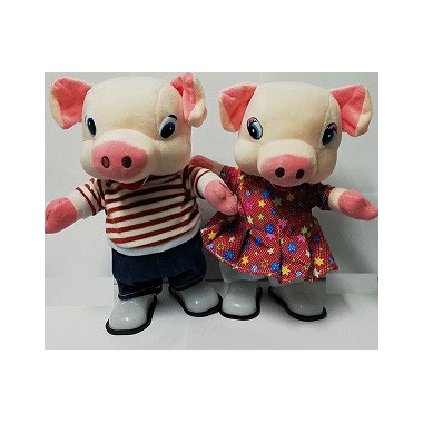 Свинка музыкальная 18 мелодий из Мультиков (русская озвучка) 2 вида, поет и Ходит, размер 33см.