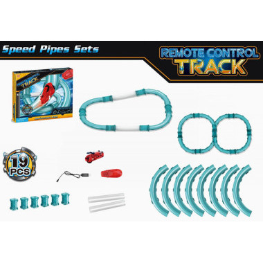 Автотрек в трубе Speed Pipes 19 дет. машинка на аккумуляторе со светом, USB зарядное устройство в кор. 40х34х6.8см