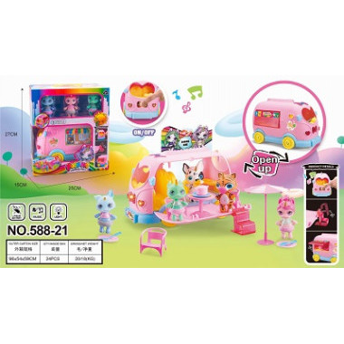 Фургончик с мороженым Poopsies с музыкой + 3героя в кор. 27х15х25см