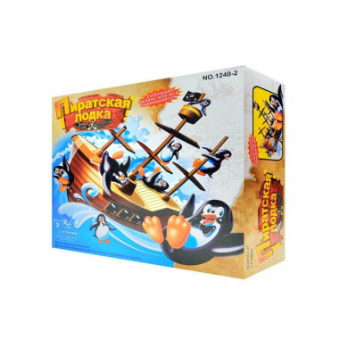 Игровой набор &quot;Пиратская лодка&quot; лодка+пингвины в коробке  26.5х8.7х26.5см