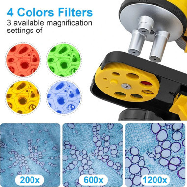 Игровой набор для опытов Микроскоп с аксессуарами и держателем для телефона (2 вида) 20.5*9.5*27.5