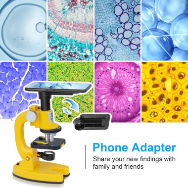 Игровой набор для опытов Микроскоп с аксессуарами и держателем для телефона (2 вида) 20.5*9.5*27.5