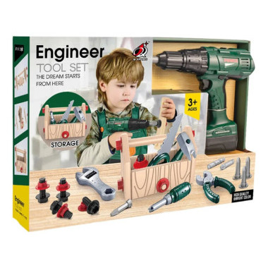 Игровой набор инструментов с дрелью на батарейках 30х9х45