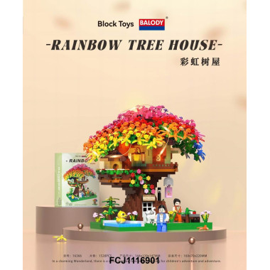 Конструктор Balody 16366 Маленький радужный домик на дереве 1528 дет. 16x7x22
