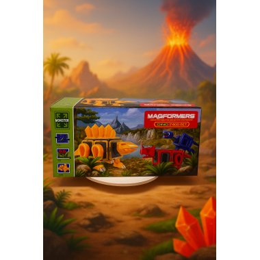 Магнитный конструктор Магформерс &quot;Динозавр желтый&quot; свет+звук в кор. 20 деталей  41х18.9х18см