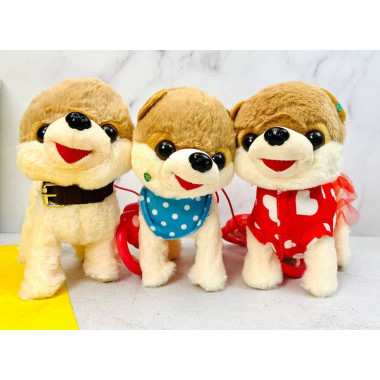 Собачка музыкальная плюшевая на поводке