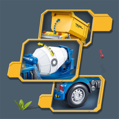 Машинки строительные пластиковые со световыми и звуковыми эффектами  8 шт в дисплеи, 18х6,6х9