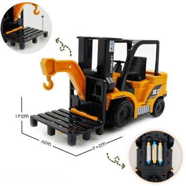 Машинка пластиковая Погрузчик со световыми и звуковыми эффектами, в дисплее 6 штук, 19,4х7,8х11,4