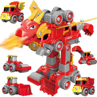 Игрушка-конструктор 5в1 Динозавр-трансформер на радиоуправлении, 127 дет. 26х28х8