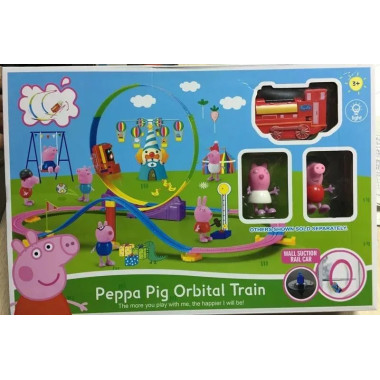 Трек со светящимся паровозиком Свинка, в кор. 40х5х27см