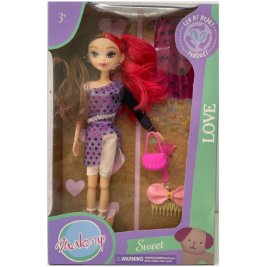 Кукла GLO-UP 25 см с аксессуарами (коричневые и красные волосы)