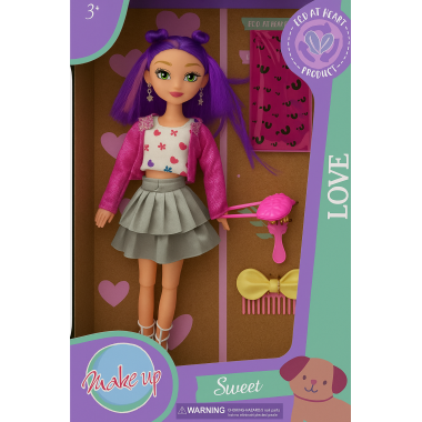 Кукла GLO-UP 25 см с аксессуарами (фиолетовые волосы)