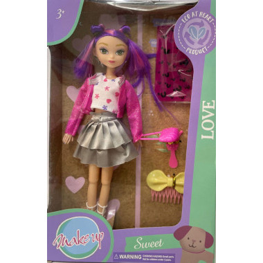 Кукла GLO-UP 25 см с аксессуарами (фиолетовые волосы)