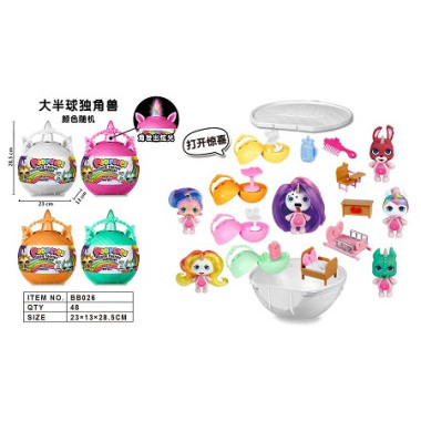 Куклы Poopsies питомцы  в полушаре + аксессуары размер 28.5х23х13см