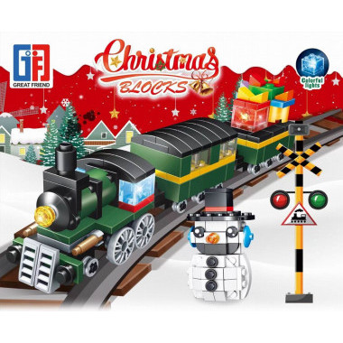 Конструктор Great Frind 123-500 &quot;Рождественский поезд с подсветкой &quot; 242 дет 33 x 22 x 5