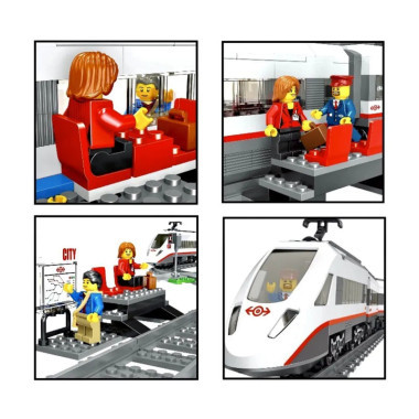 Конструктор 40015 Сити "Скоростной пассажирский поезд" 659 дет р/у на аккумуляторе.