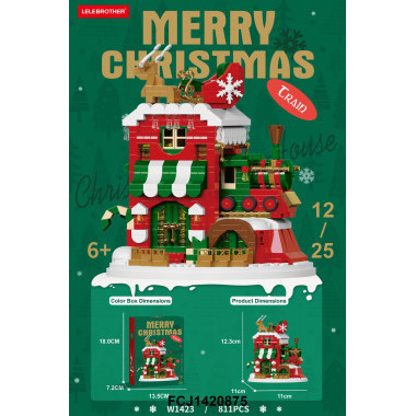 Конструктор W1423 LELE BROTHER "Рождественский поезд " 811 дет. 14 x 7 x 18
