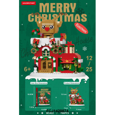 Конструктор W1422 LELE BROTHER "Рождественский домик для оленей" 766 дет. 14 x 7 x 18