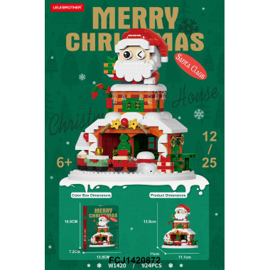 Конструктор W1420 LELE BROTHER "Дом Санта Клауса" 924 дет. 14 x 7 x 18