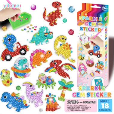 Алмазная мозаика для детей 5+ набор наклеек с кристаллами Sparkle Gem 18 дет.