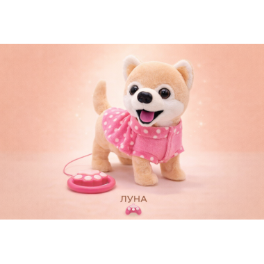 Собака плюшевая музыкальная на поводке