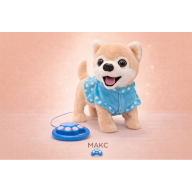 Собака плюшевая музыкальная на поводке