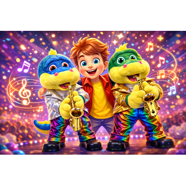 Динозаврик музыкальный на батарейках 37*15CM, поет 8 песен не детские