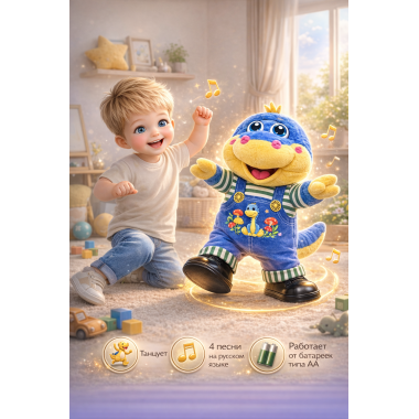 Динозаврик музыкальный на батарейках 30*20CM