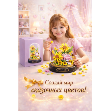 Конструктор Yodaka P1285 "Цветы" 577 дет. 13.5x13.5x17.5