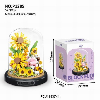 Конструктор Yodaka P1285 "Цветы" 577 дет. 13.5x13.5x17.5