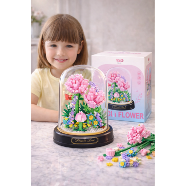 Конструктор Yodaka P2371 "Элегантная Гвоздика  " 624 дет. 13.5x13.5x17.5