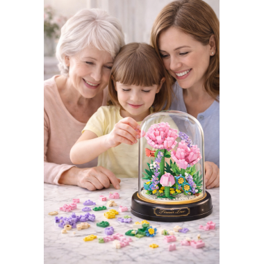 Конструктор Yodaka P2371 "Элегантная Гвоздика  " 624 дет. 13.5x13.5x17.5