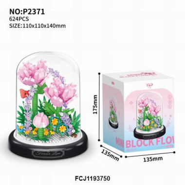 Конструктор Yodaka P2371 "Элегантная Гвоздика  " 624 дет. 13.5x13.5x17.5