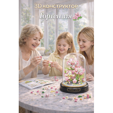 Конструктор Yodaka P1286 "Гартензия" 438 дет. 13.5x13.5x17.5