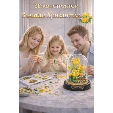 Конструктор Yodaka P2375 "Золотая Хризантема " 611 дет. 13.5x13.5x17.5