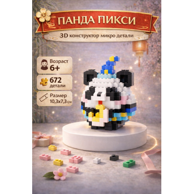 Конструктор 85121 Xiao Fang Le Tanlian "Панда Пикси" 672 дет. 10x13x7.5