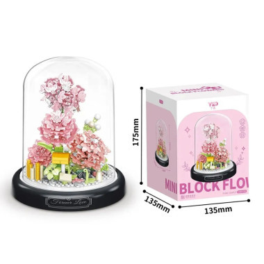 Конструктор Yodaka P1288 "Гвоздика Теплое благословение" 624 дет. 13.5x13.5x17.5