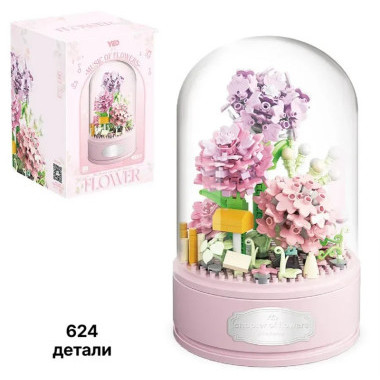Конструктор P1064 Музыкальная шкатулка с цветочным вальсом и розовой гвоздикой  624 дет