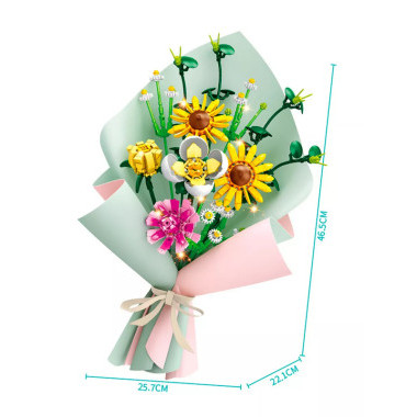 Конструктор Forange Block FC8308 Букет желтый с подсветкой, 479 дет., 21.3x36.0x8.9