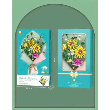 Конструктор Forange Block FC8308 Букет желтый с подсветкой, 479 дет., 21.3x36.0x8.9