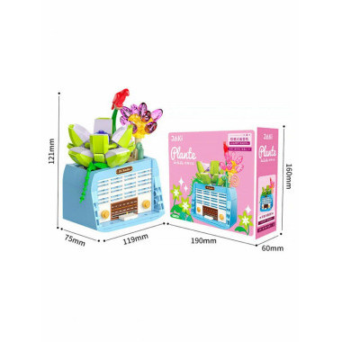 Конструктор Jaki JK2717 Цветы Винтажные суккуленты - радио 19x6x16 см