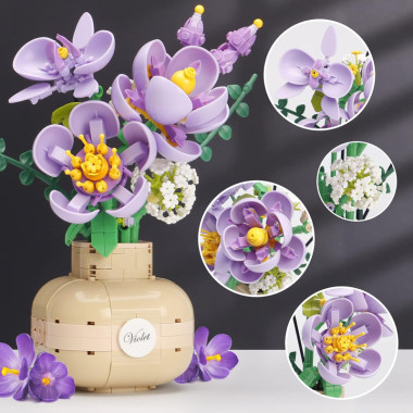 Конструктор Balody 21091 Цветы "Фиалки в вазе" с ароматизаторами 539 дет.