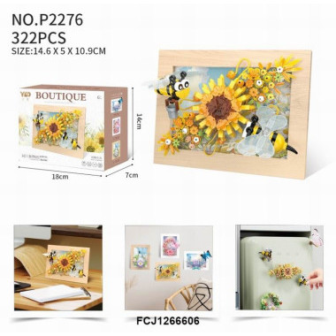 Конструктор P2276 3D Фоторамка пчелы в подсолнухах на магните 322дет.