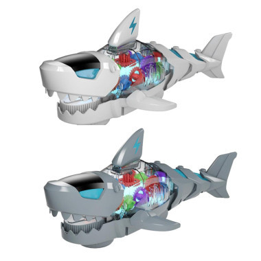 Музыкальная светящаяся акула с шестеренками 2 вида (ездит, двигается плавниками и хвостом) 13x20x9 см