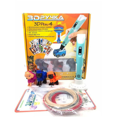 Ручка 3D-4 "Щенячий патруль" с героями, набором пластика и подставкой  в коробке 24.5х6х25см