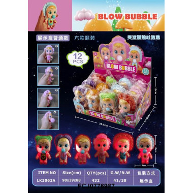 Пупсики надувающие пузыри 6 видов, 12 шт в дисплее, цена за шт.