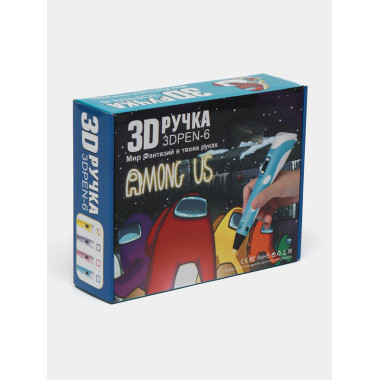 Ручка 3D-6 Among US с набором пластика и подставкой  в коробке 21х6х16.4см